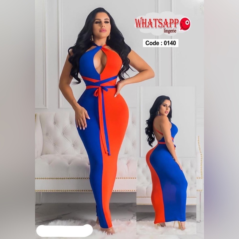 Blue & Orange women Maxi Dress